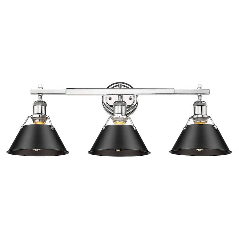 Orwell CH 3 Light Bath Vanity in Chrome with Black Shade