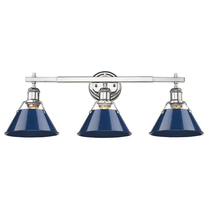 Orwell CH 3 Light Bath Vanity in Chrome with Navy Blue Shades - Chrome with Navy Shade