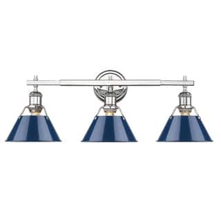 Orwell CH 3 Light Bath Vanity in Chrome with Navy Blue Shades - Chrome with Navy Shade