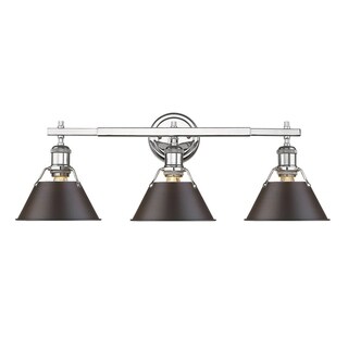 Orwell CH 3 Light Bath Vanity in Chrome with Rubbed Bronze Shade