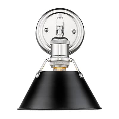 Orwell CH 1 Light Bath Vanity in Chrome with Black Shade