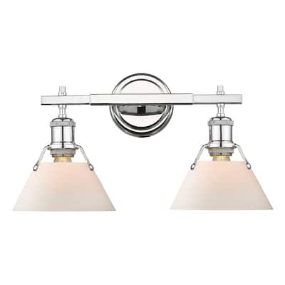 Orwell CH 2 Light Bath Vanity in Chrome with Opal Glass Shade - Chrome with Opal Glass