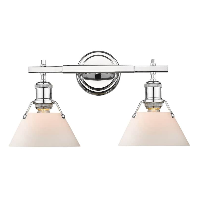 Orwell CH 2 Light Bath Vanity in Chrome with Opal Glass Shade - Chrome with Opal Glass
