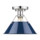 preview thumbnail 2 of 1, Orwell CH Flush Mount in Chrome with Navy Blue Shade