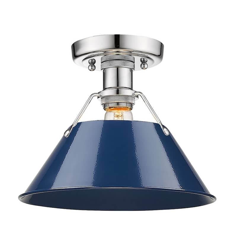 Orwell CH Flush Mount in Chrome with Navy Blue Shade