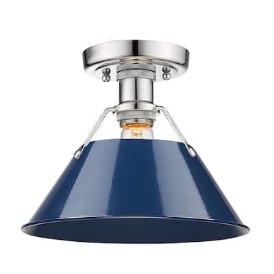 Orwell CH Flush Mount in Chrome with Navy Blue Shade