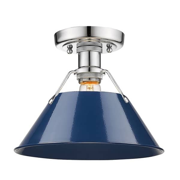 slide 2 of 3, Orwell CH Flush Mount in Chrome with Navy Blue Shade