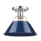preview thumbnail 1 of 1, Orwell CH Flush Mount in Chrome with Navy Blue Shade