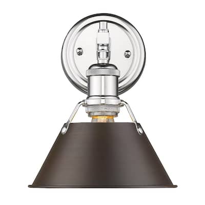 Orwell CH 1 Light Bath Vanity in Chrome with Rubbed Bronze Shade