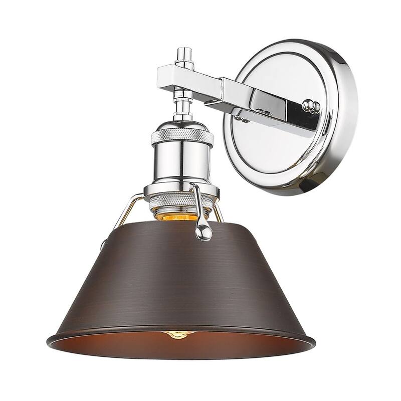 Orwell CH 1 Light Bath Vanity in Chrome with Rubbed Bronze Shade