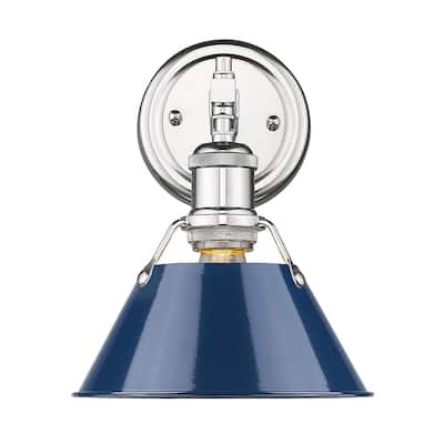 Orwell CH 1 Light Bath Vanity in Chrome with Navy Blue Shade - Chrome with Navy Shades