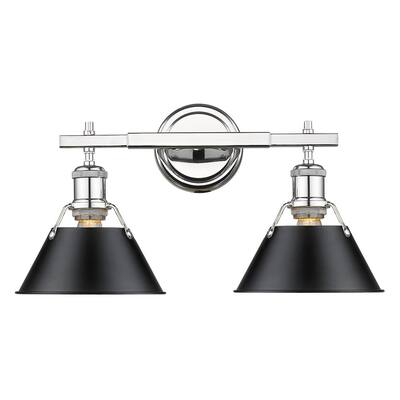 Orwell CH 2 Light Bath Vanity in Chrome with Black Shade