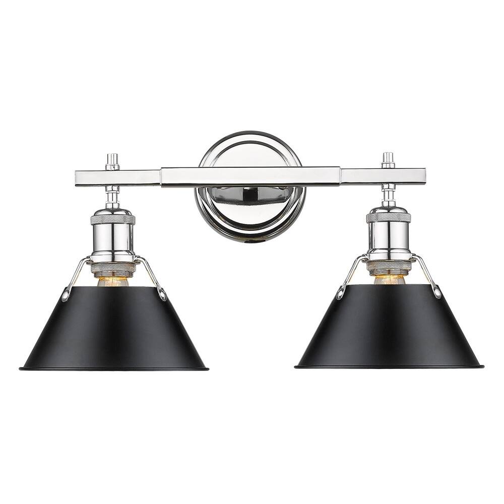 Orwell CH 2 Light Bath Vanity in Chrome with Black Shade