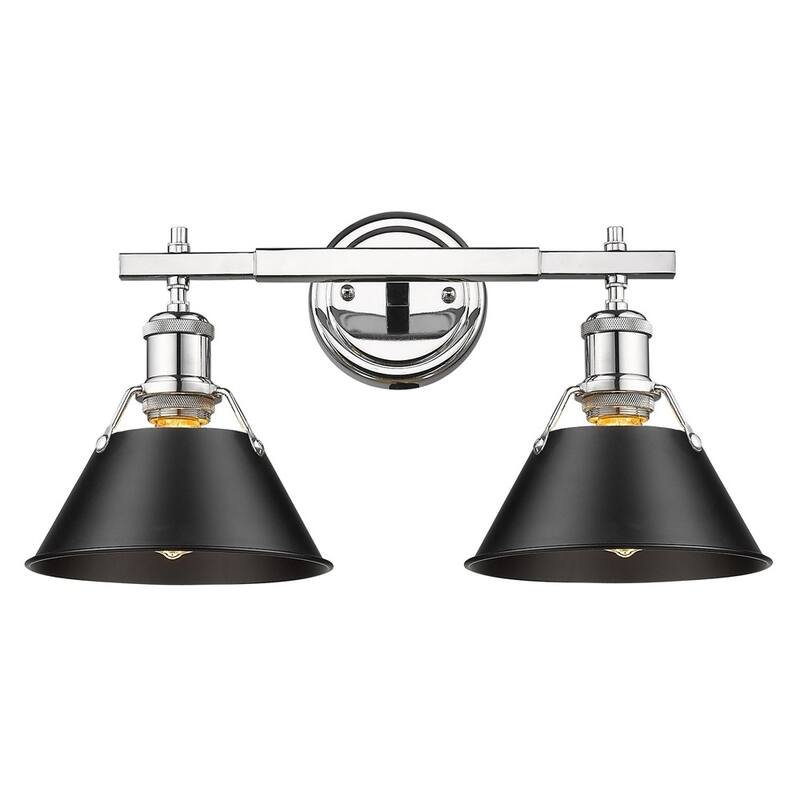 Orwell CH 2 Light Bath Vanity in Chrome with Black Shade