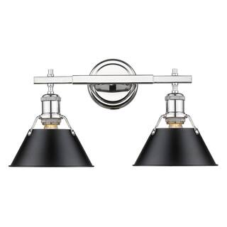 Orwell CH 2 Light Bath Vanity in Chrome with Black Shade