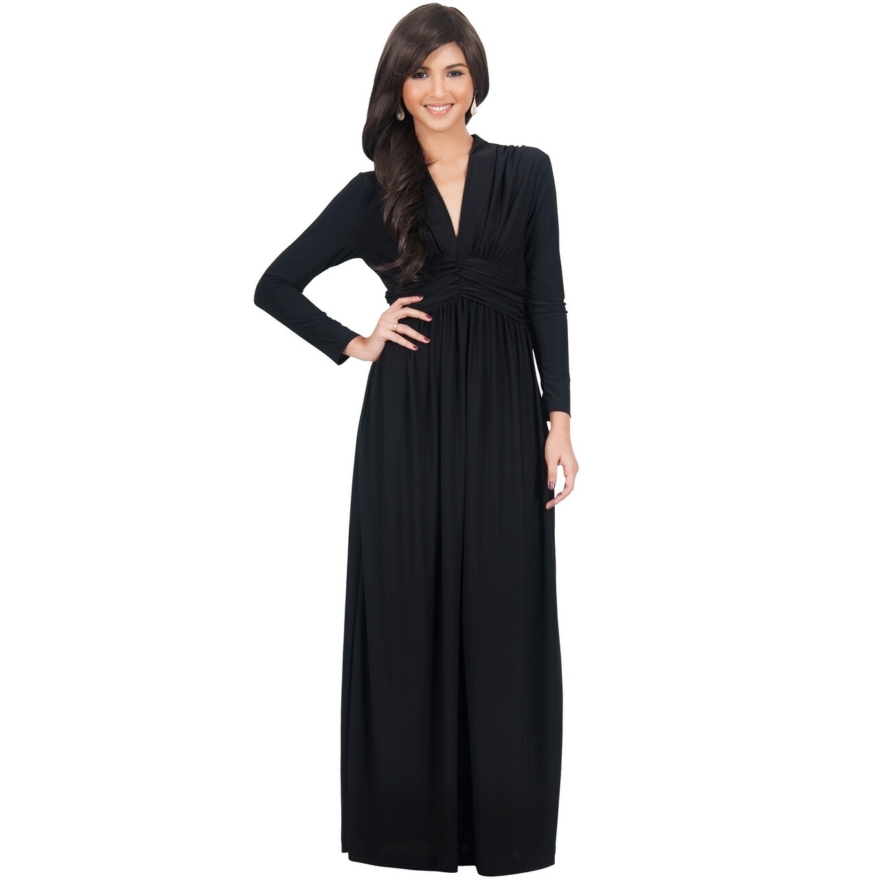KOH KOH Women's Vintage Inspired V-neck Long Sleeve Maxi Dress in Emerald  Green - L (As Is Item) - Bed Bath & Beyond - 21904821