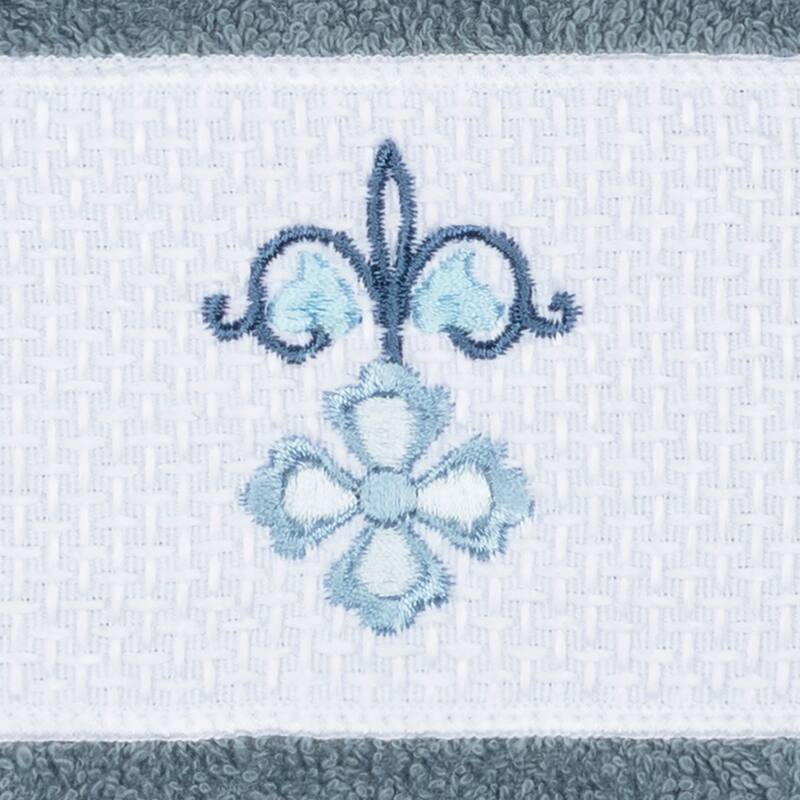 Authentic Hotel and Spa Turkish Cotton Elephants Embroidered Teal Blue 4-piece Washcloth Set