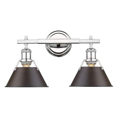 Orwell CH 2 Light Bath Vanity in Chrome with Rubbed Bronze Shade