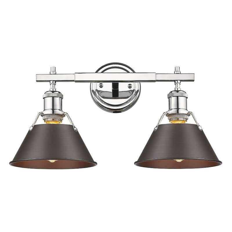 Orwell CH 2 Light Bath Vanity in Chrome with Rubbed Bronze Shade
