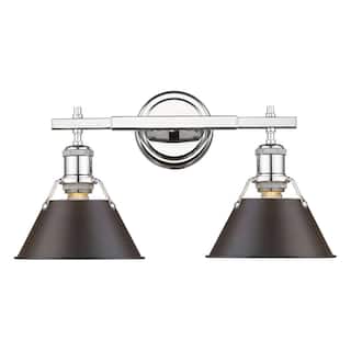 Orwell CH 2 Light Bath Vanity in Chrome with Rubbed Bronze Shade
