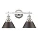 preview thumbnail 1 of 1, Orwell CH 2 Light Bath Vanity in Chrome with Rubbed Bronze Shade