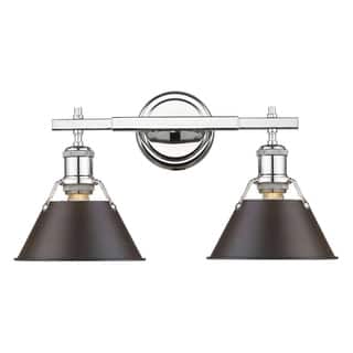 Orwell CH 2 Light Bath Vanity in Chrome with Rubbed Bronze Shade