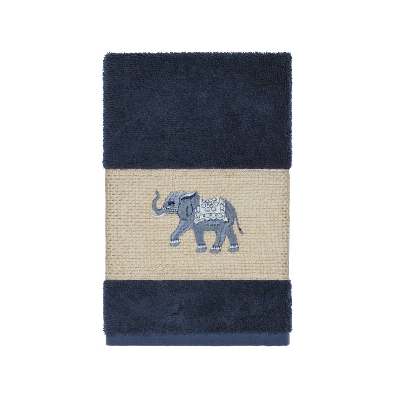 Authentic Hotel and Spa Turkish Cotton Elephants Embroidered Midnight Blue 8-piece Towel Set