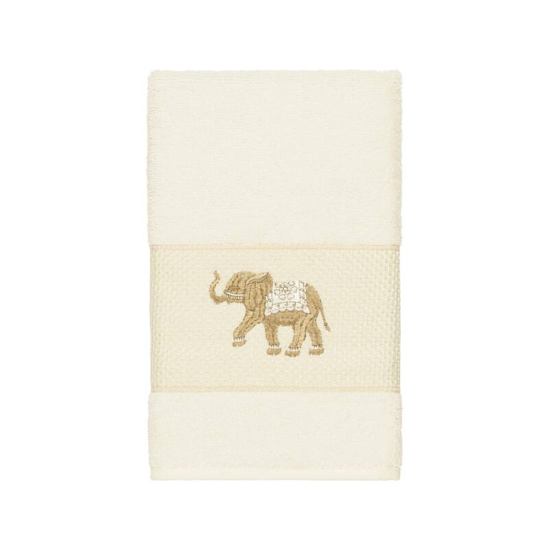 Authentic Hotel and Spa Turkish Cotton Elephants Embroidered Cream 3-piece Towel Set