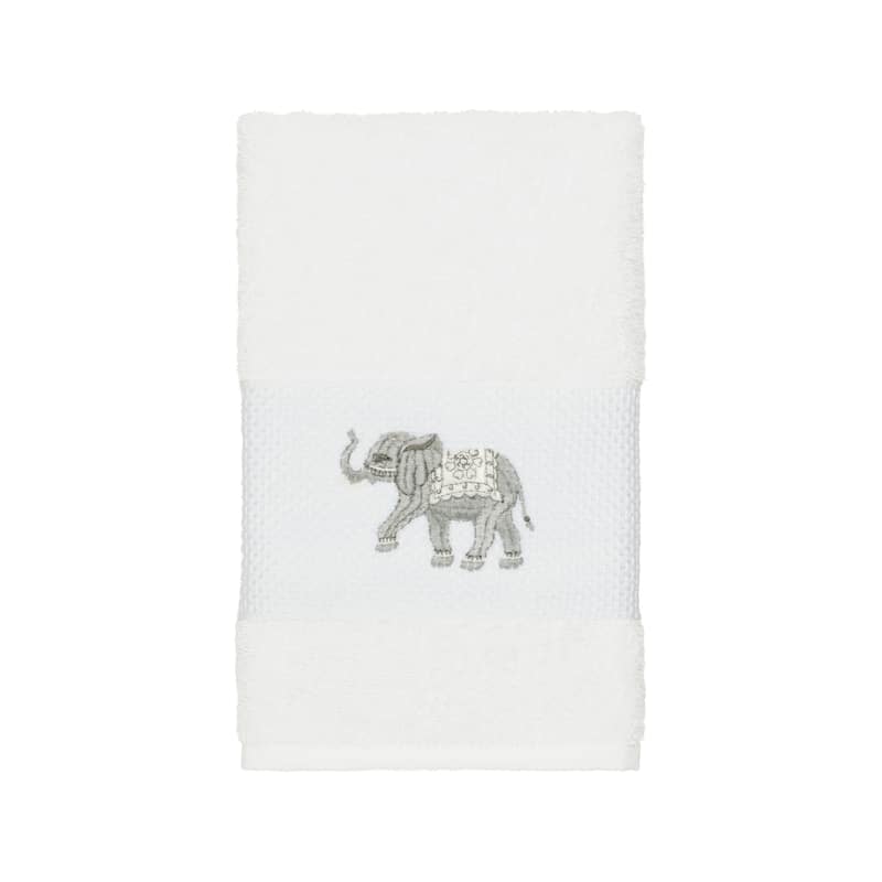 Authentic Hotel and Spa Turkish Cotton Elephants Embroidered White 8-piece Towel Set