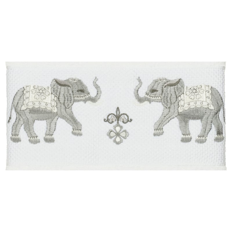 Authentic Hotel and Spa Turkish Cotton Elephants Embroidered White 8-piece Towel Set