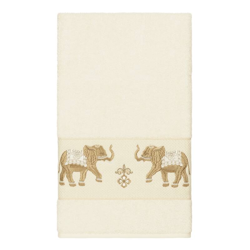 Authentic Hotel and Spa Turkish Cotton Elephants Embroidered Cream 8-piece Towel Set