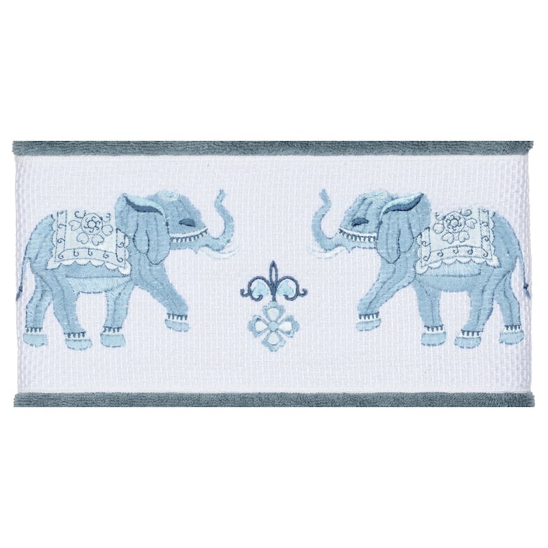 Authentic Hotel and Spa Turkish Cotton Elephants Embroidered Teal Blue 4-piece Towel Set