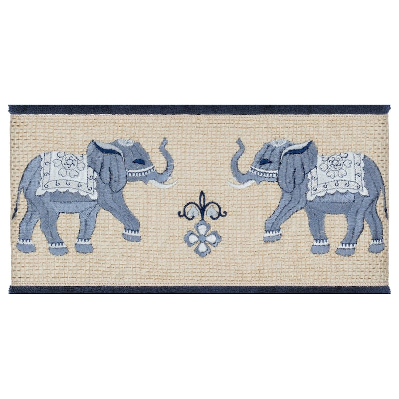 Authentic Hotel and Spa Turkish Cotton Elephants Embroidered Midnight Blue 3-piece Towel Set