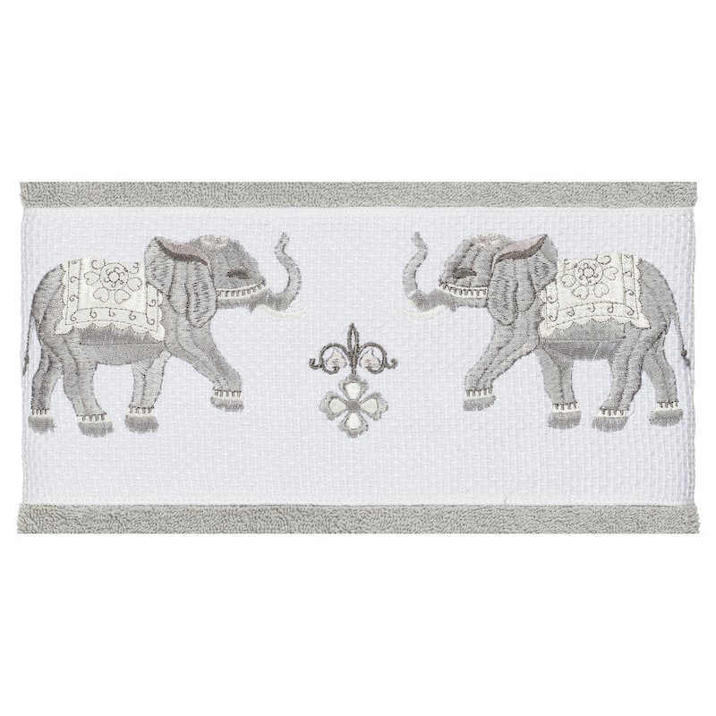Authentic Hotel and Spa Turkish Cotton Elephants Embroidered Light Grey Bath Towel