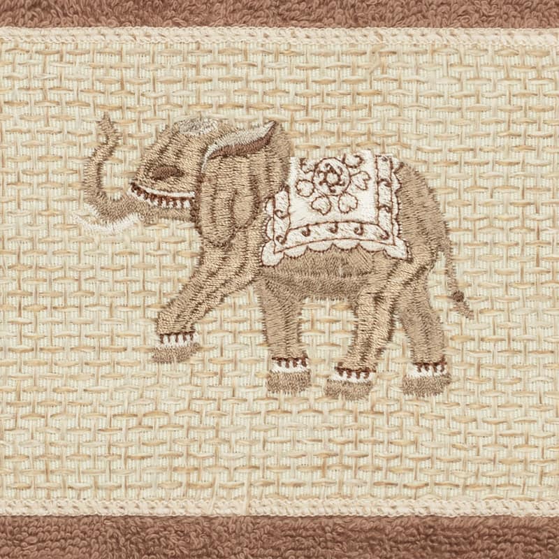 Authentic Hotel and Spa Turkish Cotton Elephants Embroidered Latte Brown 4-piece Hand Towel Set