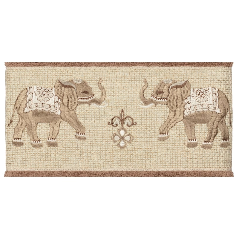 Authentic Hotel and Spa Turkish Cotton Elephants Embroidered Latte Brown 4-piece Towel Set