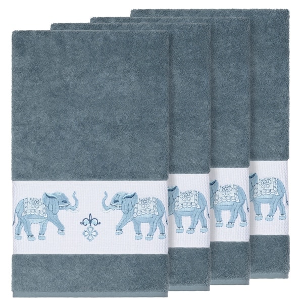 Authentic Hotel and Spa Turkish Cotton Elephants Embroidered Teal