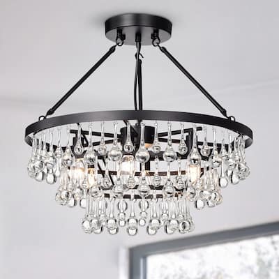 Kerstin Matte Black 6-Light Semi-Flushmount