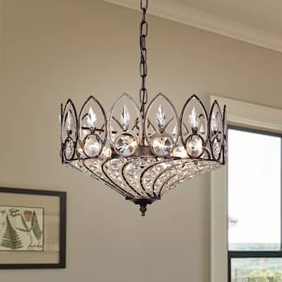 Fridrick Rustic Bronze 3-Light Pendant with Crystal Shade