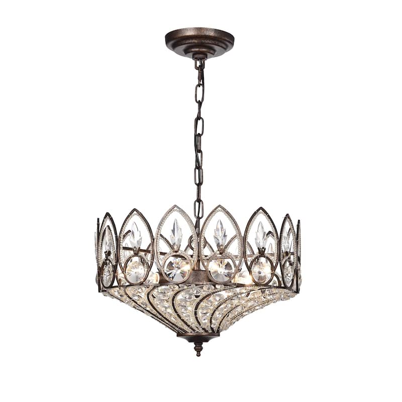 Fridrick Rustic Bronze 3-Light Pendant with Crystal Shade