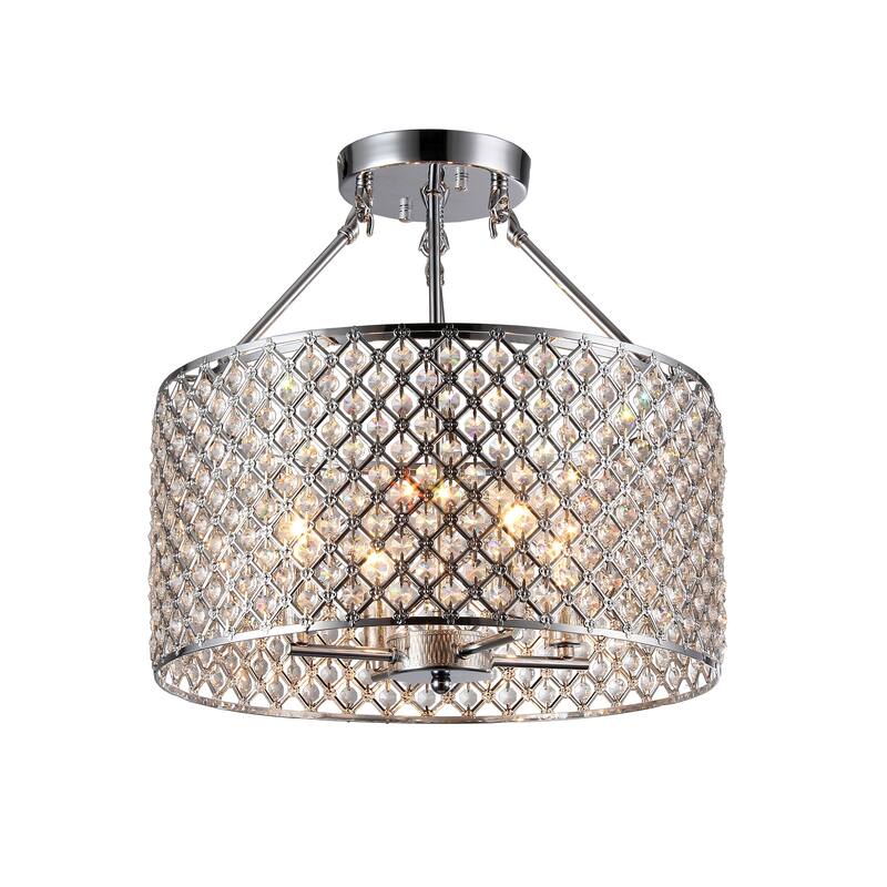 Yasmin Chrome 1-Light Semi-Flushmount with Crystal Clear Shade