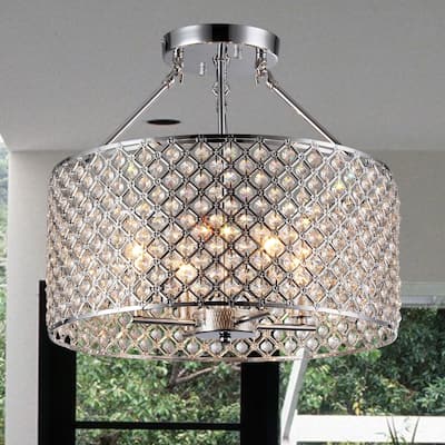 Yasmin Chrome 1-Light Semi-Flushmount with Crystal Clear Shade