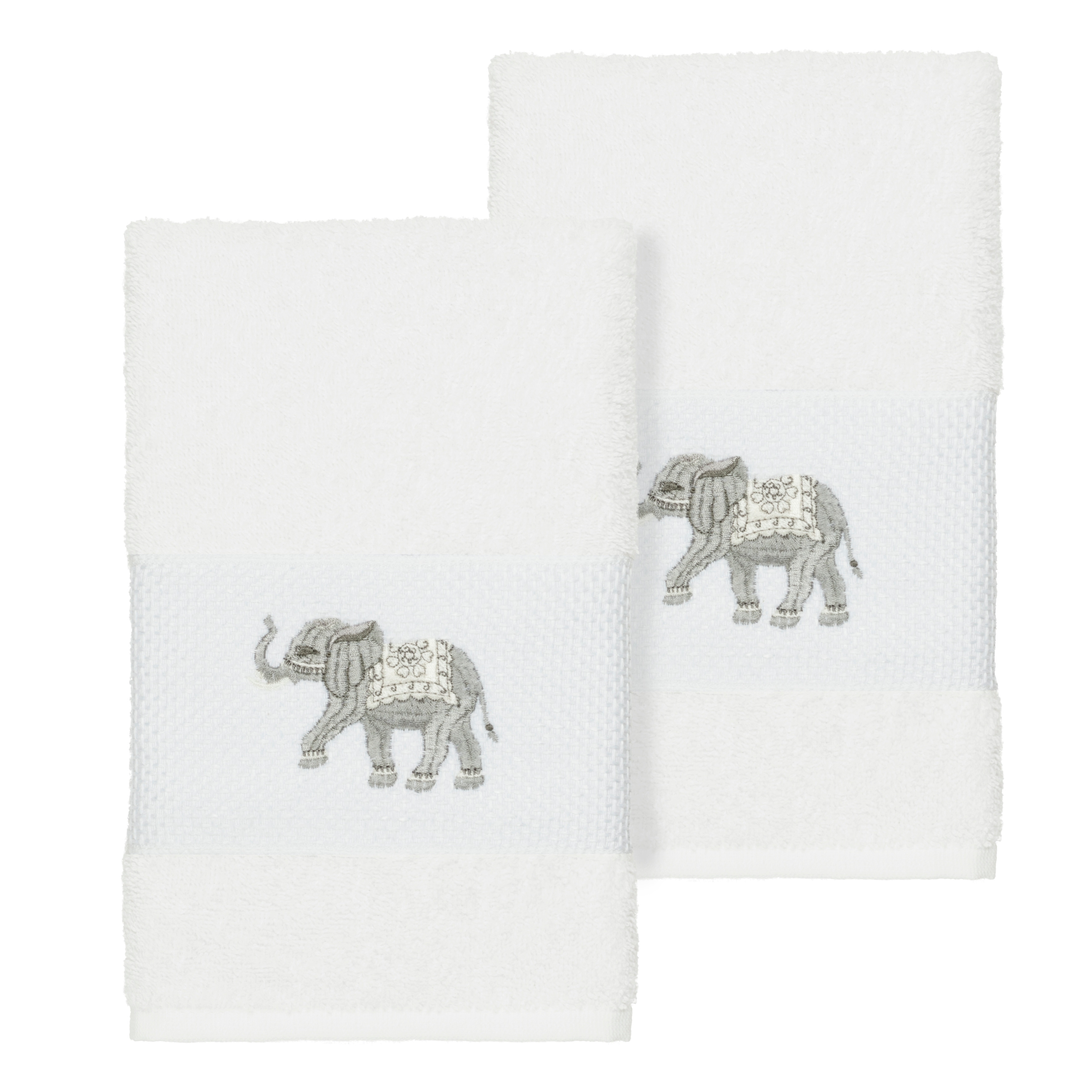 White Hotel Collection Embroidery Line Cotton Hand Towels set of 2