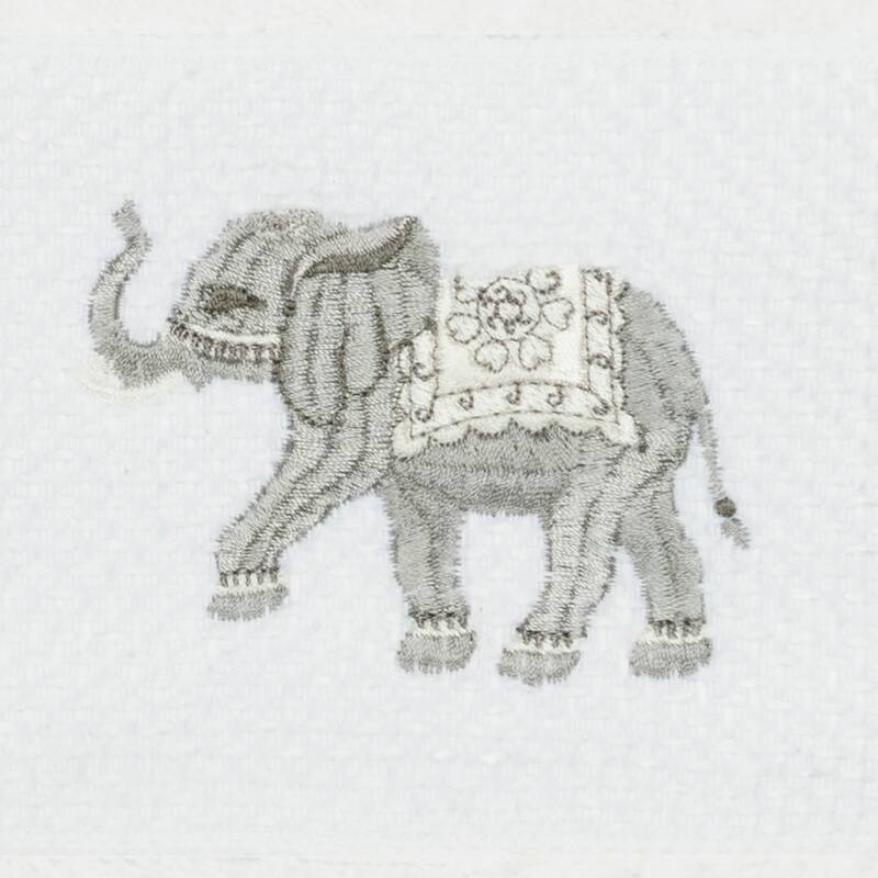 Authentic Hotel and Spa Turkish Cotton Elephants Embroidered White 4-piece Hand Towel Set