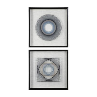 Uttermost String Duet Black Geometric Art (Set of 2) - Blue