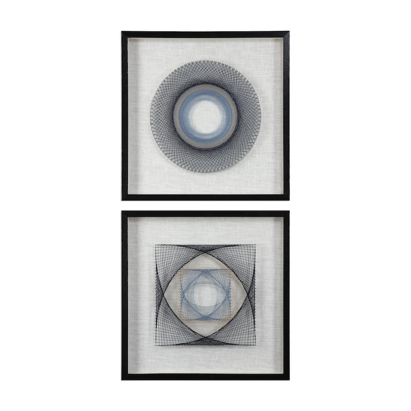 Uttermost String Duet Black Geometric Art (Set of 2) - Blue