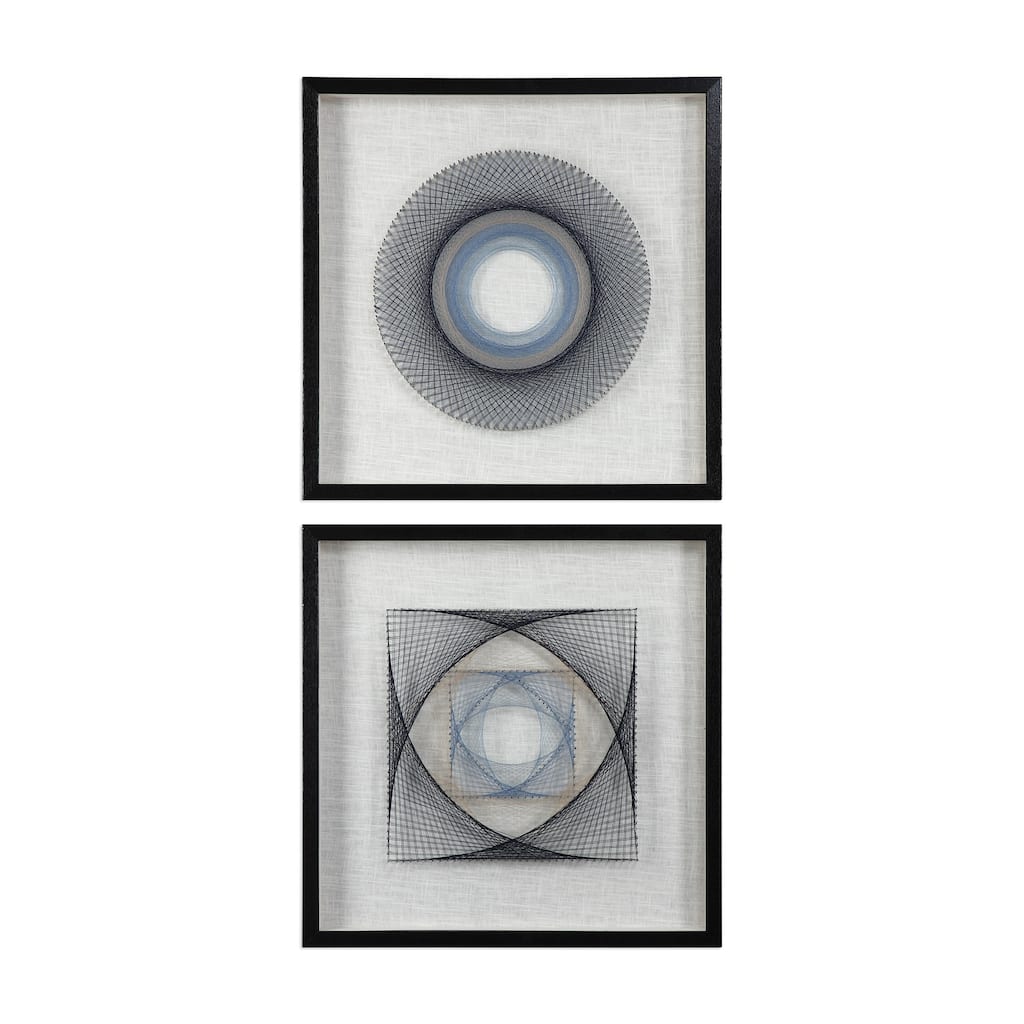 Uttermost String Duet Black Geometric Art (Set of 2) - Blue