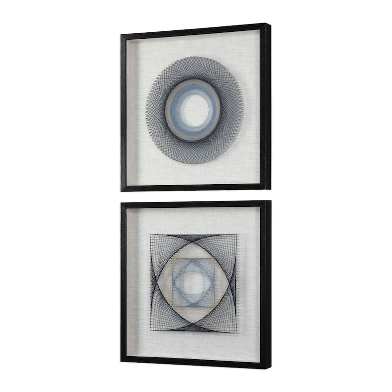 Uttermost String Duet Black Geometric Art (Set of 2) - Blue