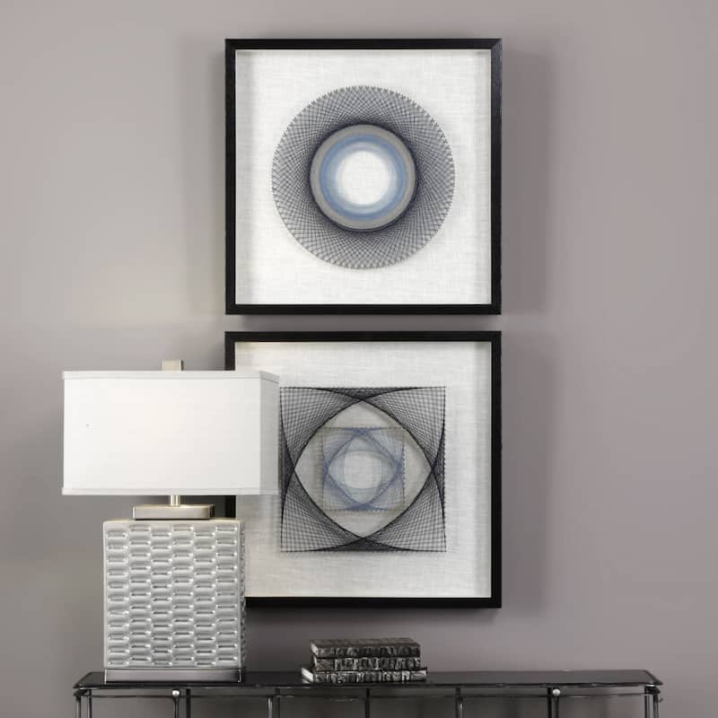Uttermost String Duet Black Geometric Art (Set of 2) - Blue