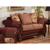 Franklin Traditional Style Sofa In Burgundy And Dark Cherry Roma Loveseat By Arely S Furniture